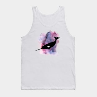 Watercolor Narwhal with heart Tank Top